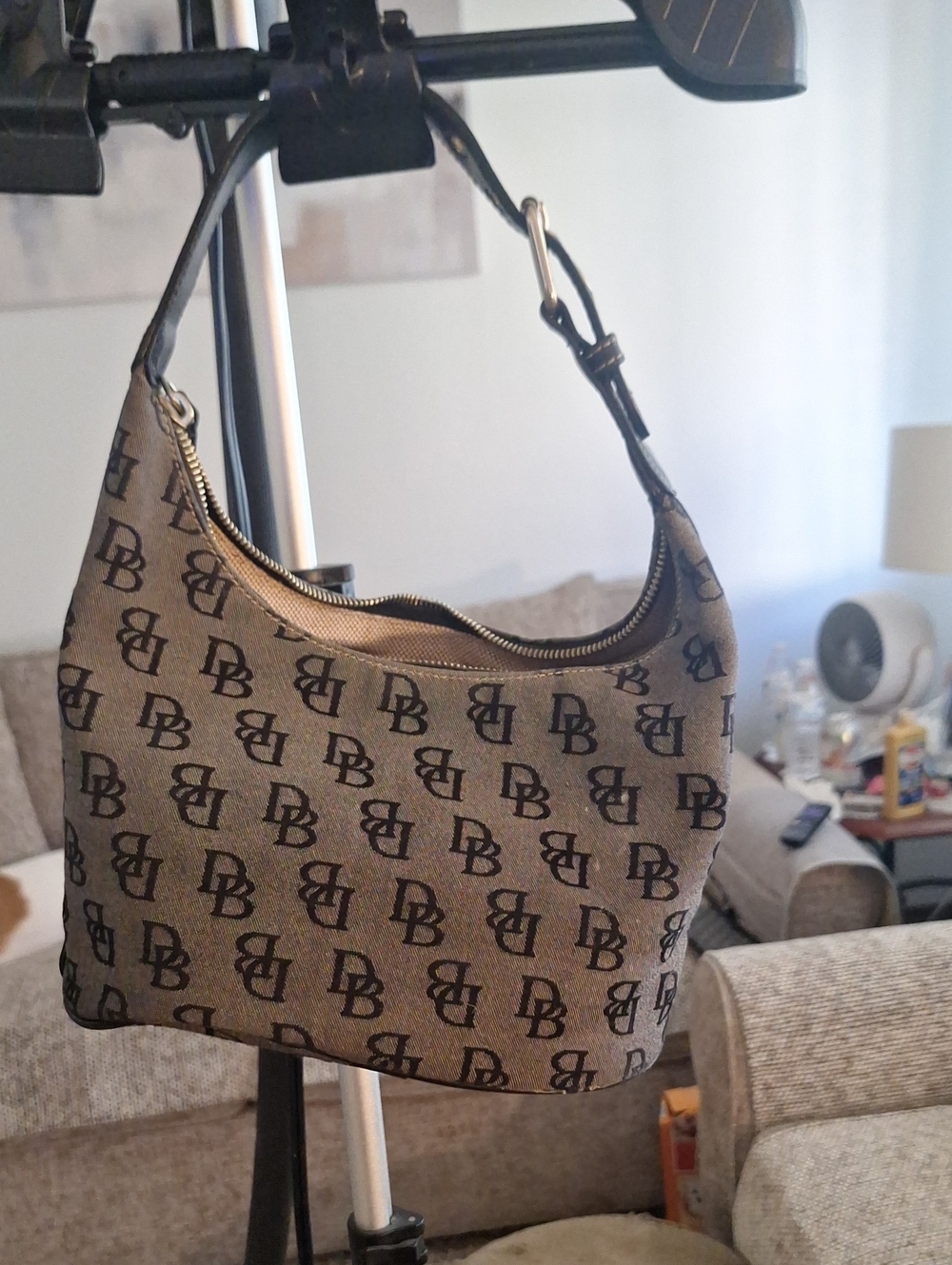 Dooney & Bourke Brown Monogram Canvas Shoulder Bag
